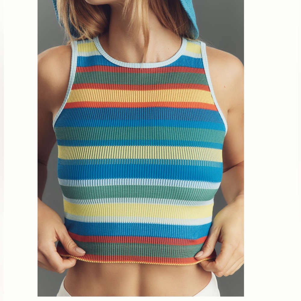 Anthropologie Multicolor Striped Crop Tank